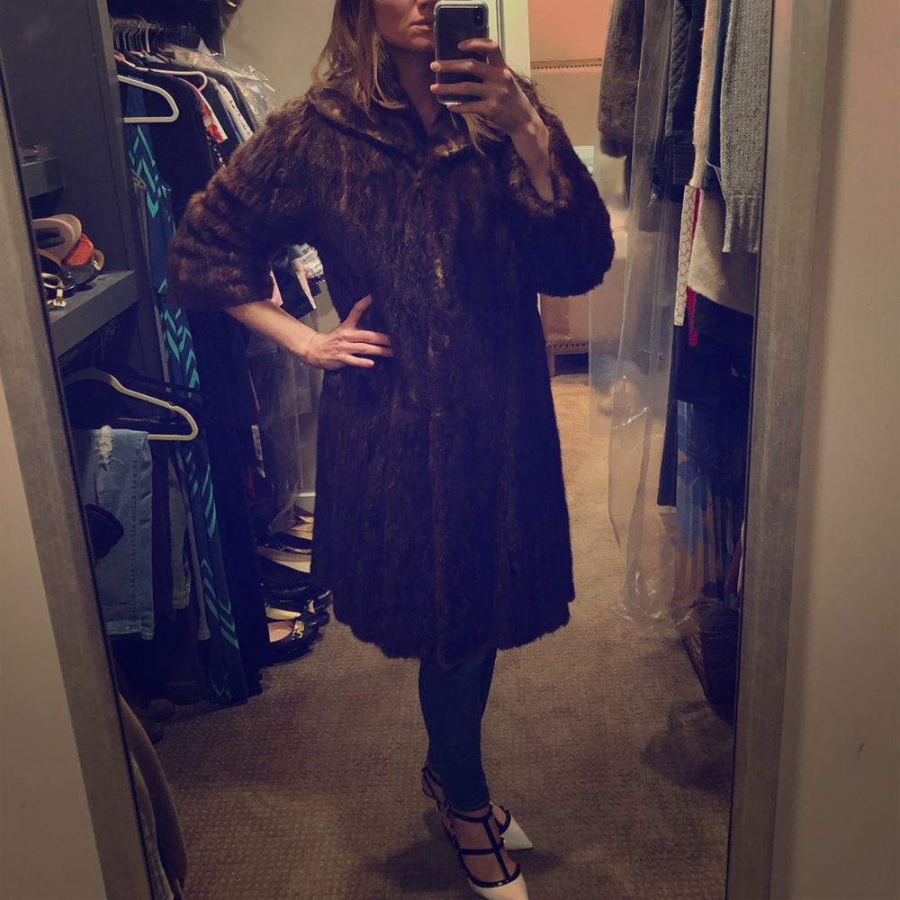 Beautiful Mink Shearling knee-length coat